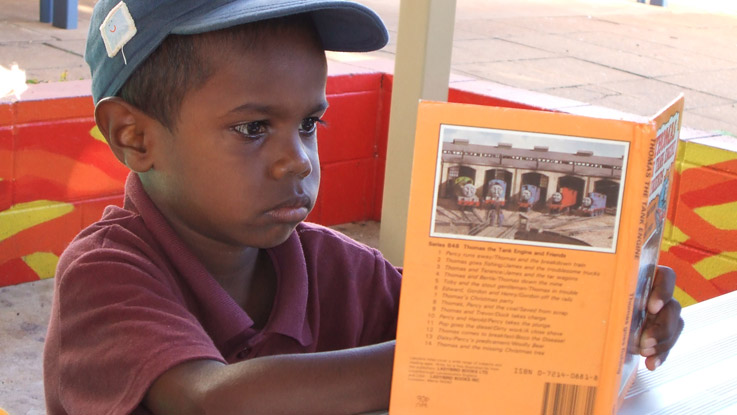 Boy reading a book
